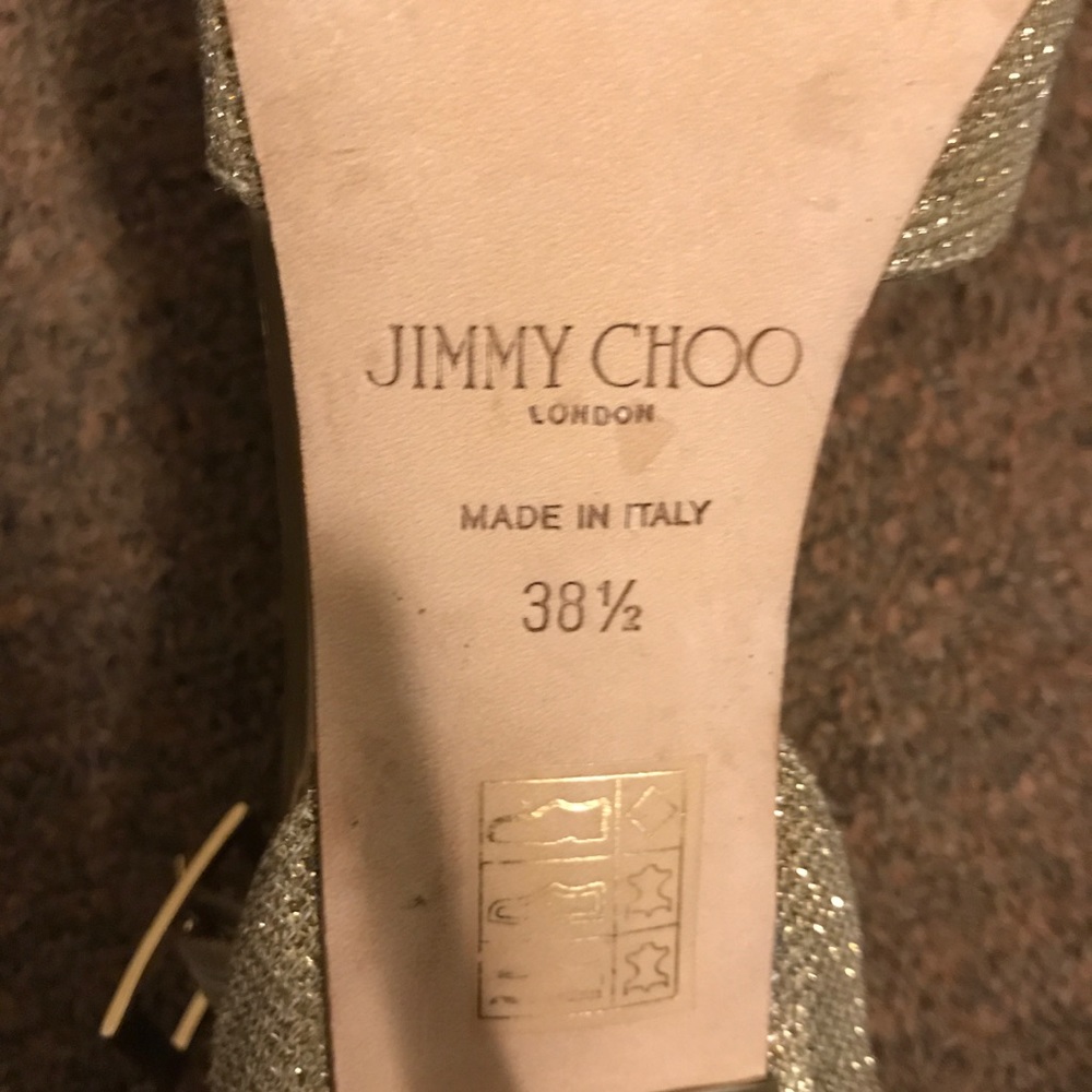 NWT Jimmy Choo gold glitter open toe heels - Picture 9 of 10